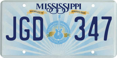 MS license plate JGD347