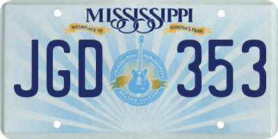 MS license plate JGD353
