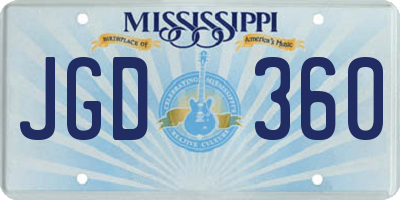 MS license plate JGD360