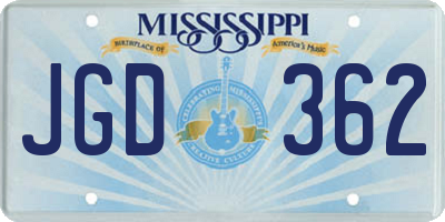 MS license plate JGD362