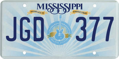 MS license plate JGD377
