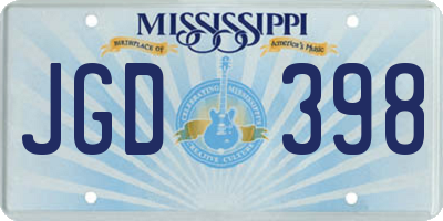MS license plate JGD398