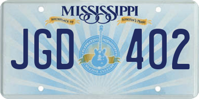 MS license plate JGD402