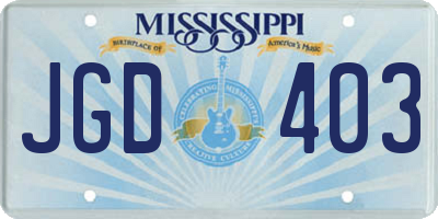 MS license plate JGD403