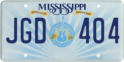 MS license plate JGD404