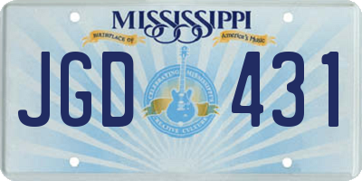 MS license plate JGD431