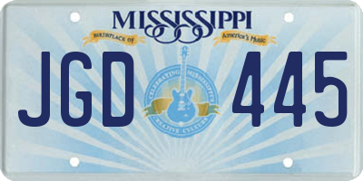 MS license plate JGD445