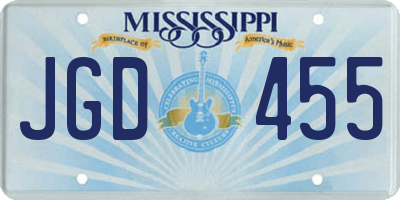 MS license plate JGD455