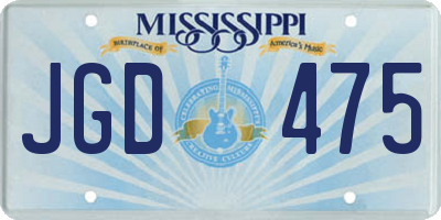 MS license plate JGD475