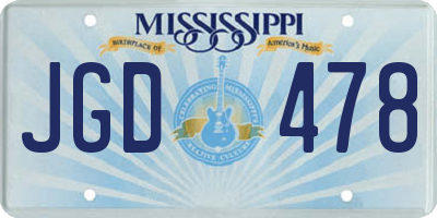 MS license plate JGD478