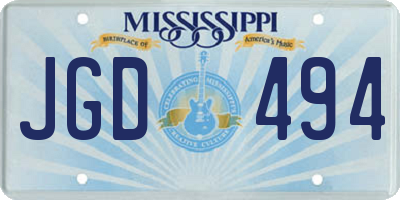 MS license plate JGD494