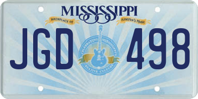 MS license plate JGD498