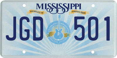 MS license plate JGD501