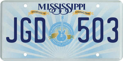 MS license plate JGD503