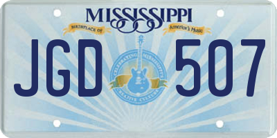 MS license plate JGD507