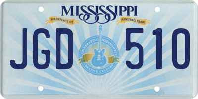 MS license plate JGD510