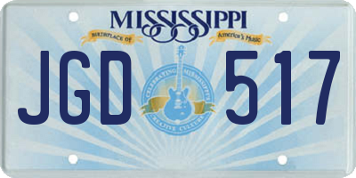 MS license plate JGD517