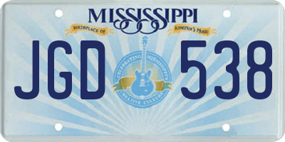 MS license plate JGD538