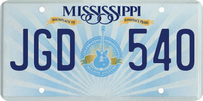 MS license plate JGD540