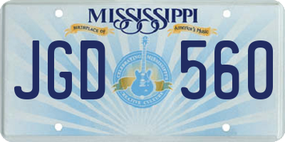 MS license plate JGD560