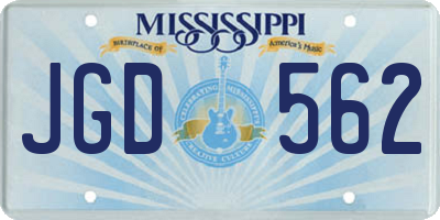 MS license plate JGD562