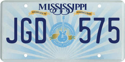MS license plate JGD575