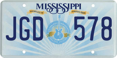 MS license plate JGD578