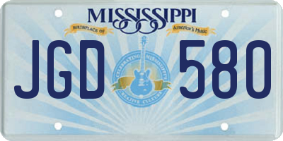 MS license plate JGD580