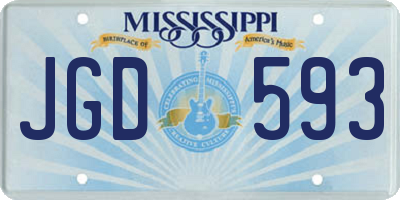 MS license plate JGD593