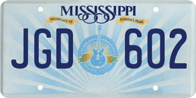 MS license plate JGD602