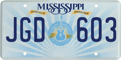 MS license plate JGD603