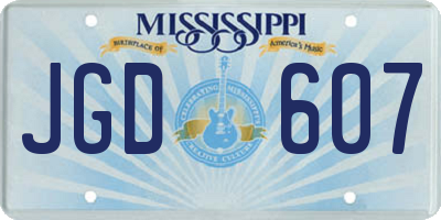 MS license plate JGD607