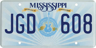 MS license plate JGD608