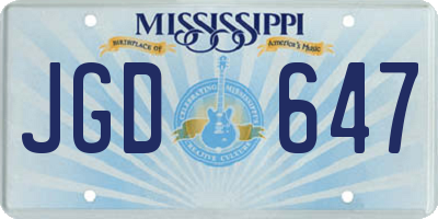 MS license plate JGD647