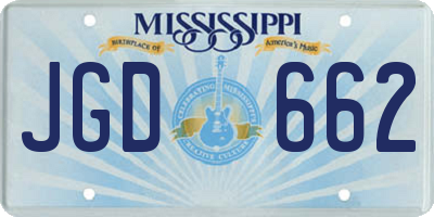 MS license plate JGD662