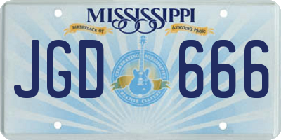 MS license plate JGD666