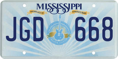 MS license plate JGD668