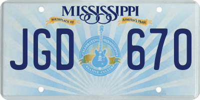 MS license plate JGD670