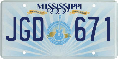 MS license plate JGD671