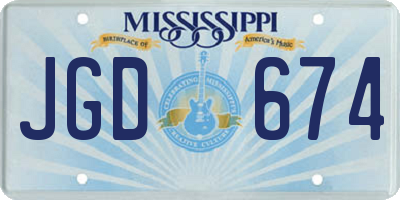 MS license plate JGD674