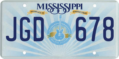 MS license plate JGD678
