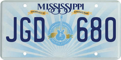MS license plate JGD680