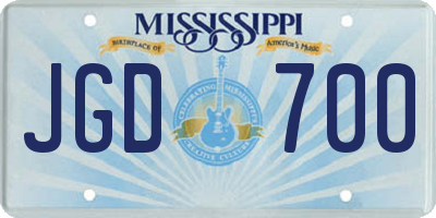 MS license plate JGD700