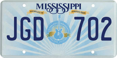 MS license plate JGD702