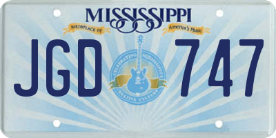 MS license plate JGD747