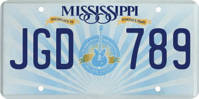 MS license plate JGD789