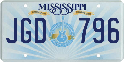MS license plate JGD796