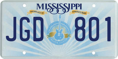 MS license plate JGD801