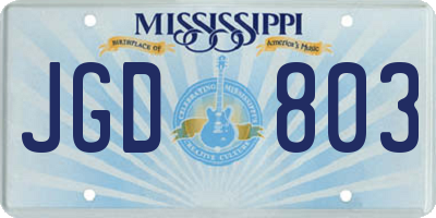 MS license plate JGD803