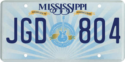 MS license plate JGD804
